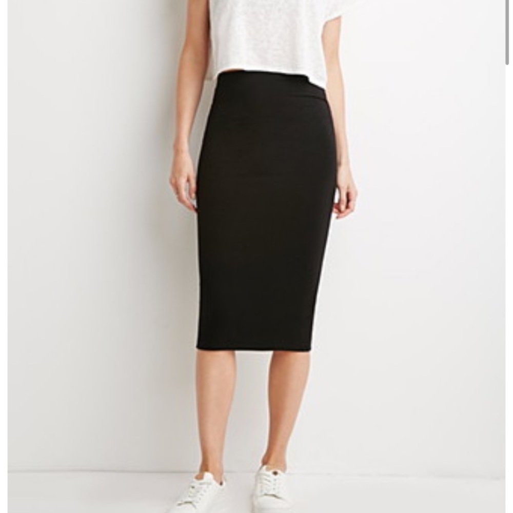 Forever21 Black Midi Skirt